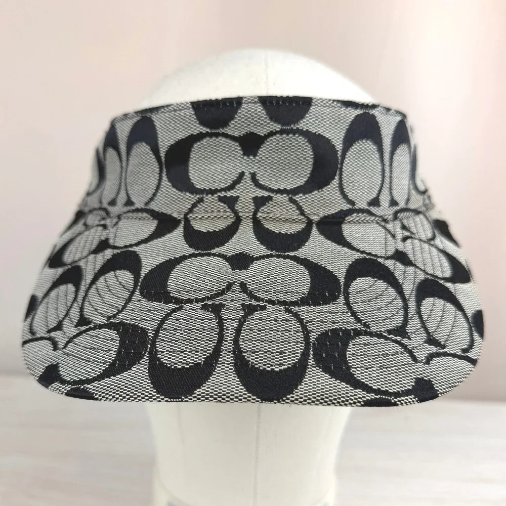 COACH‎ Signature Visor M/L Gray Black Logo Golf Beach Resort Vacation Tennis Y2K - Picture 3 of 9